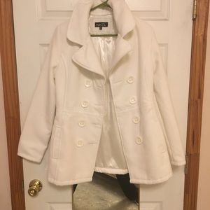 Rue 21 White Button Up Peacoat